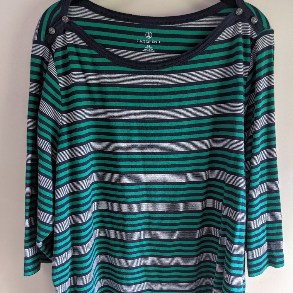 Lands' End Boat-neck Three-Quarter Sleeve Shirt